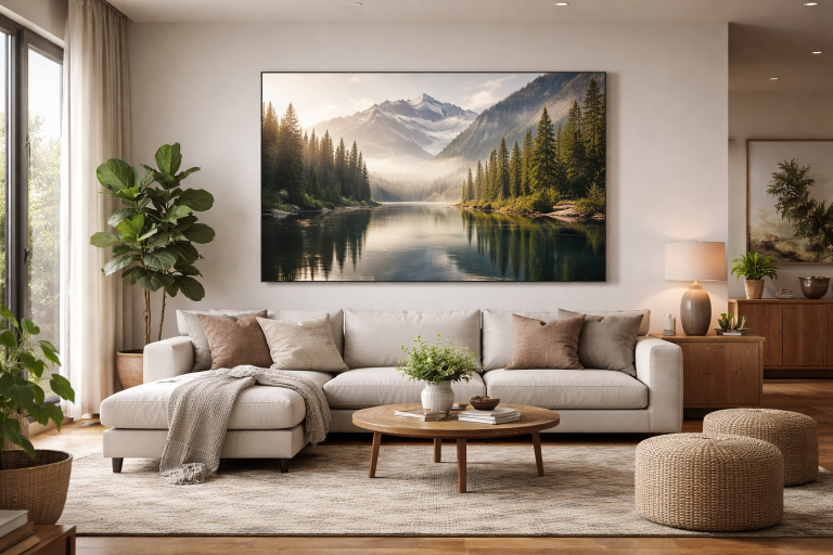 תמונות נוף לסלון: הכנסת הטבע פנימה ליצירת תחושת מרחב ושלווה